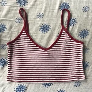 Charlotte Russe Red and White Striped Crop Tank Top